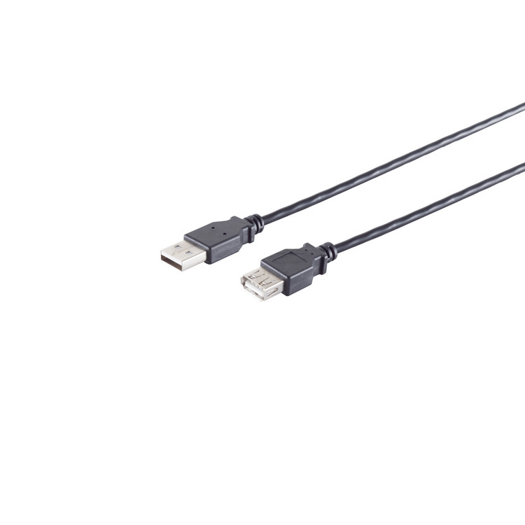 USB-A Verlängerungskabel, 2.0, schwarz, 1,8m