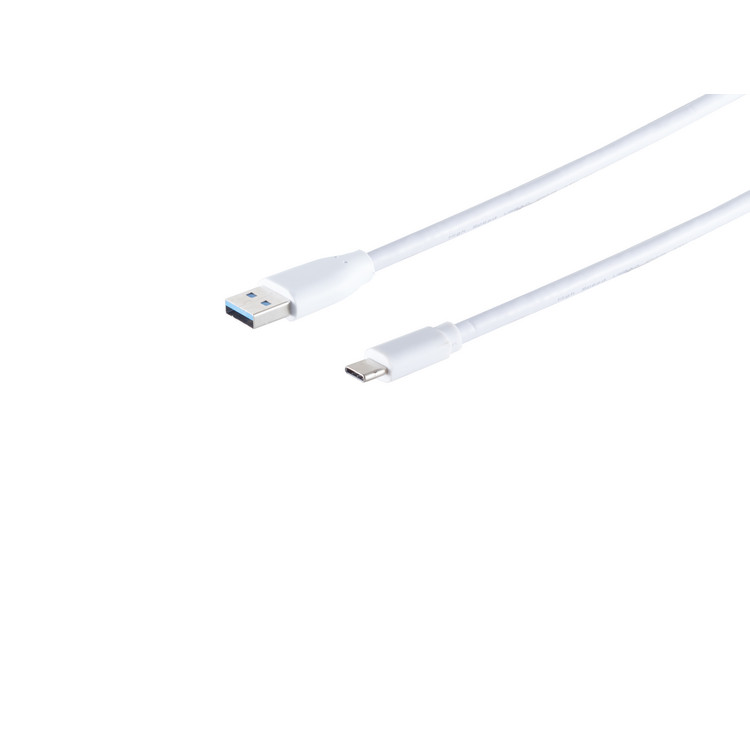 USB-A Adapterkabel, USB-C, 3.0, weiß, 3m