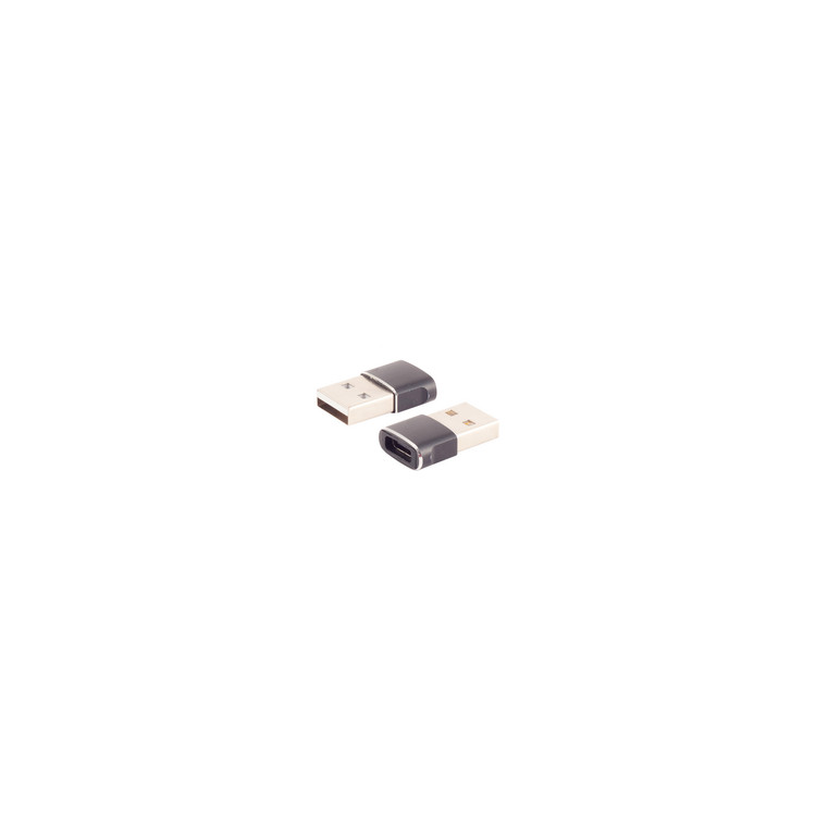 USB-A Adapter, USB-C Buchse, 2.0, slim, Metall