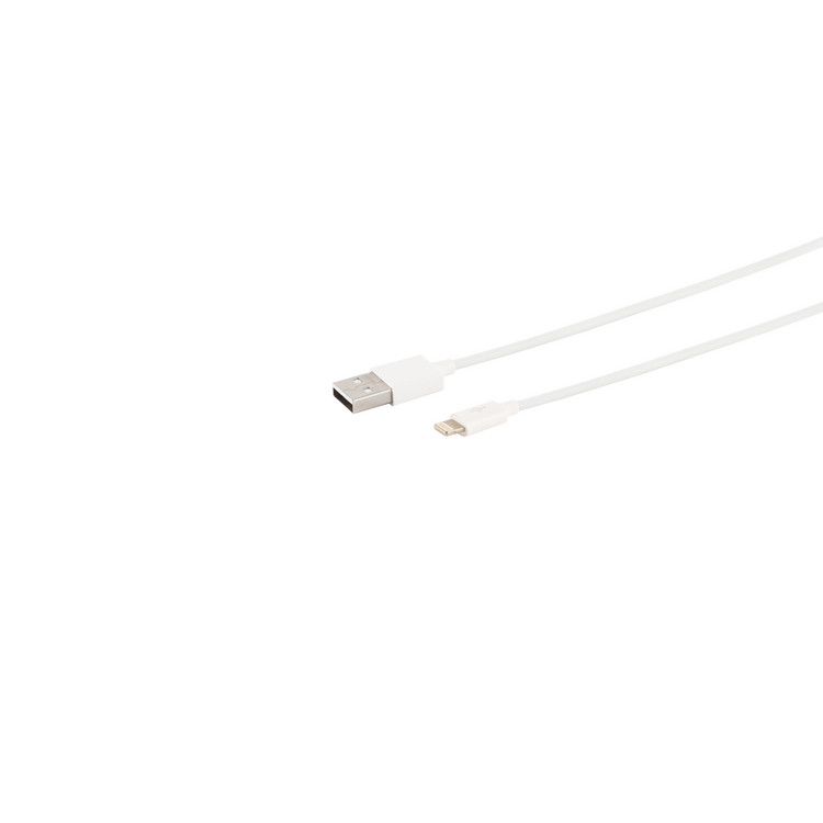 USB-A Ladekabel, 8-Pin, 2.0, ABS, weiß, 0,2m