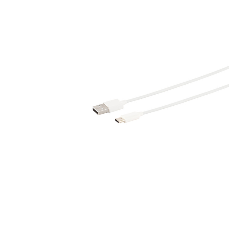 USB-A Ladekabel, USB-C, 2.0, ABS, weiß, 0,5m