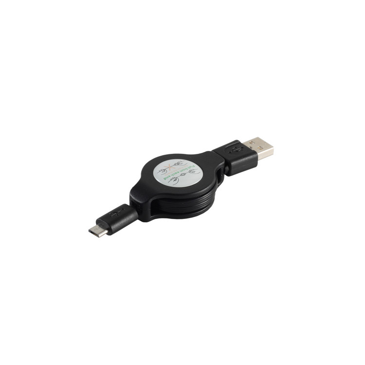 USB-A Rollkabel, Micro-B, schwarz, 1m