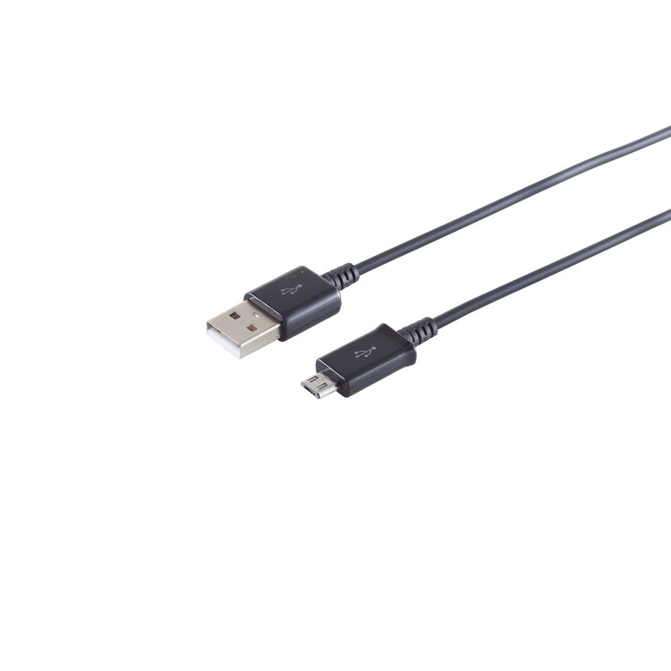 USB-A Ladekabel, Micro-B, PVC, schwarz, 1m