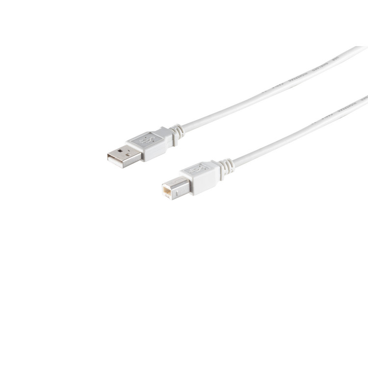USB-A Adapterkabel, USB-B, 2.0, grau, 3m