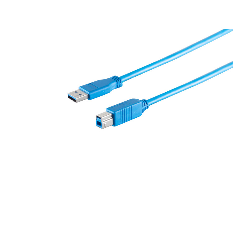 USB-A Adapterkabel, USB-B, 3.0, blau, 1,8m