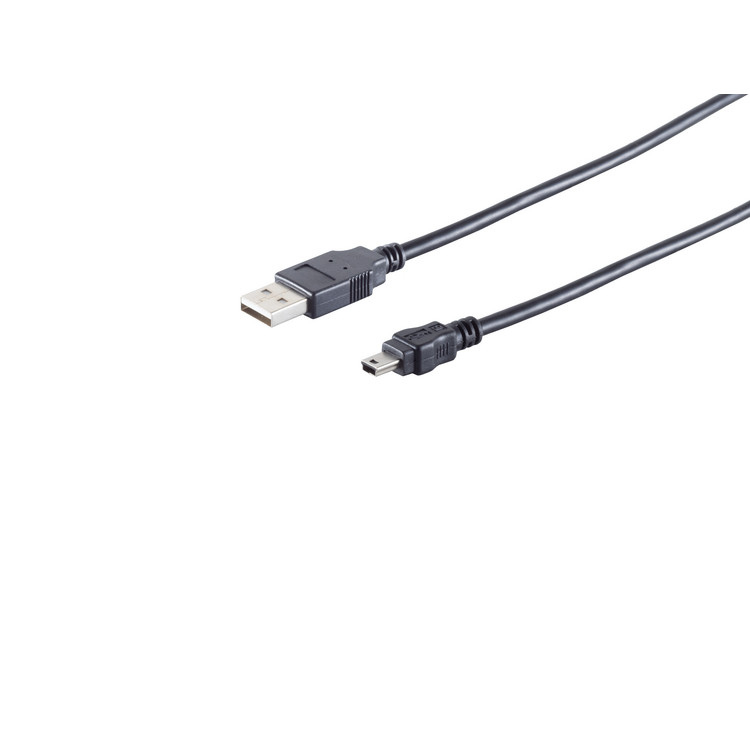 USB-A Adapterkabel, Mini-B, 2.0, schwarz, 1m