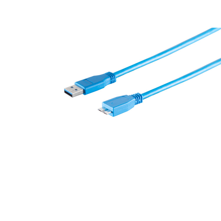 USB-A Adapterkabel, Micro-B, 3.0, blau, 0,5m