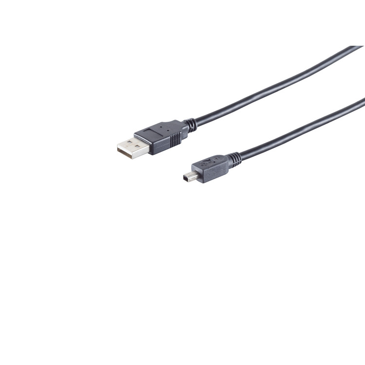 USB-A Adapterkabel, Mini-B 4p, 2.0, schwarz, 2m