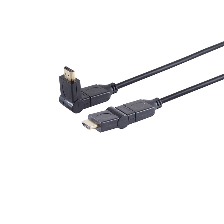 HDMI Kabel, 4K, verg., 2x winkelbar, schwarz, 1,5m