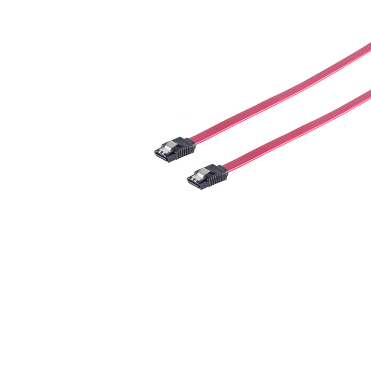 SATA 3Gb/s Verbindungskabel, Metallclip, rot, 0,7m