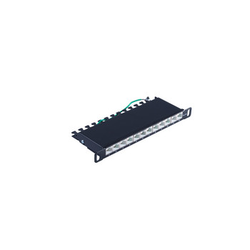 Slim Patchpanel Cat. 6A, 12 Port 0,5HE, 10