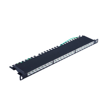Slim Patchpanel Cat. 6A, 24 Port 0,5HE, 19