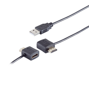 HDMI Strom-Einspeiseadapter, USB, PVC, schwarz
