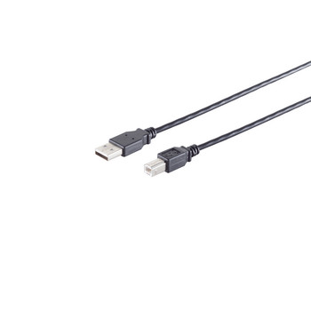 USB-A Adapterkabel, USB-B, 2.0, schwarz, 1,8m