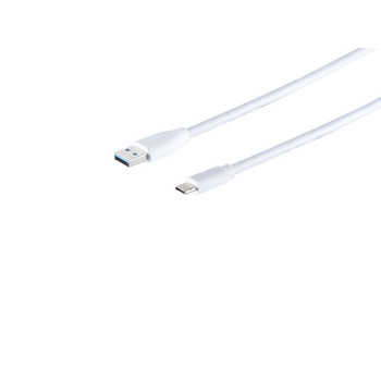 USB-A Adapterkabel, USB-C, 3.0, weiß, 1,8m