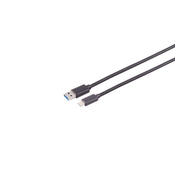 USB-A Adapterkabel, USB-C, 3.0, schwarz, 1m