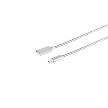 USB-A Ladekabel, Micro-B, steel, silber, 1,2m