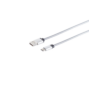USB-A Ladekabel, USB-C, steel, silber, 1m