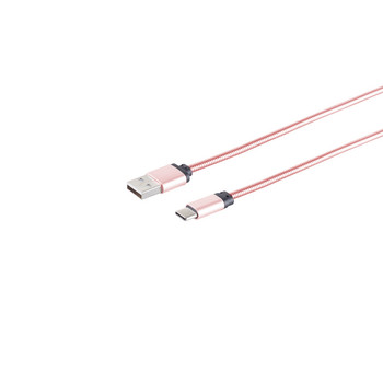 USB-A Ladekabel, USB-C, steel, rosegold, 1m