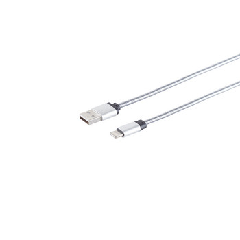 USB-A Ladekabel, 8-Pin, steel, silber, 1m