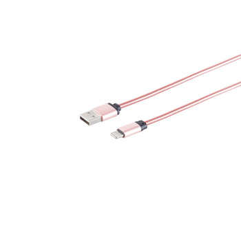 USB-A Ladekabel, 8-Pin, steel, rosegold, 1m