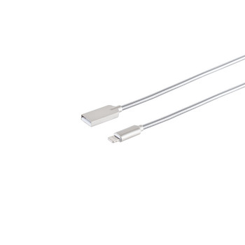 USB-A Ladekabel, 8-Pin, steel, silber, 1,6m