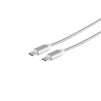 USB-C Ladekabel, PD, steel, silber, 1m
