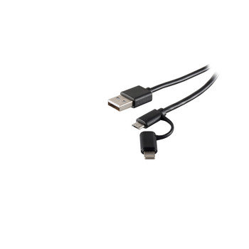 USB-A Ladekabel, 2in1, PVC, schwarz, 1m