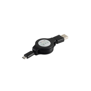 USB-A Rollkabel, Micro-B, schwarz, 1m