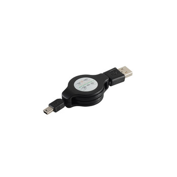 USB-A Rollkabel, Mini-B, schwarz, 1m