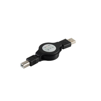 USB B, Rollkabel, schwarz, 1m