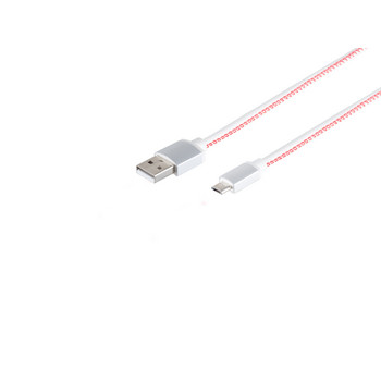 USB Micro B, Ladekabel, Leder, weiß, 0,9m