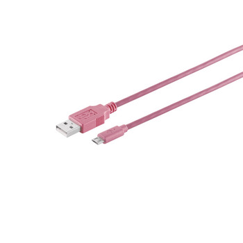 USB-A St. - USB Micro B St., 1,8m TPE pink