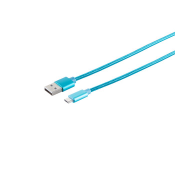 USB-A St. - USB Micro B St., 1,2m Nylon blau
