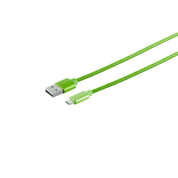 USB-A St. - USB Micro B St., 1,2m Nylon grün