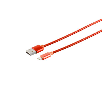 USB-A St. - USB Micro B St., 1,2m Nylon rot