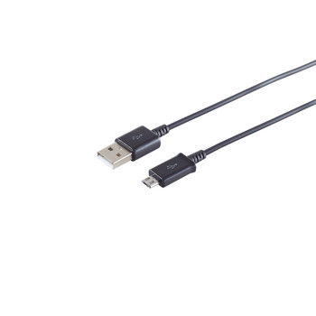 USB-A Ladekabel, Micro-B, PVC, schwarz, 1m