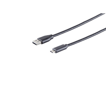 USB-A Adapterkabel, USB-C, 2.0, schwarz, 1,8m