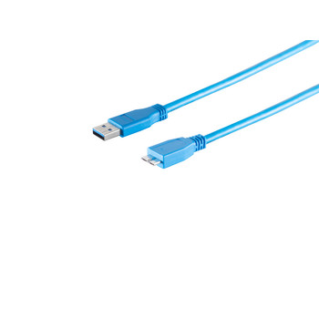 USB-A Adapterkabel, Micro-B, 3.0, blau, 5m