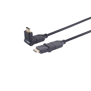 HDMI Kabel, 4K, verg., 2x winkelbar, schwarz, 3m